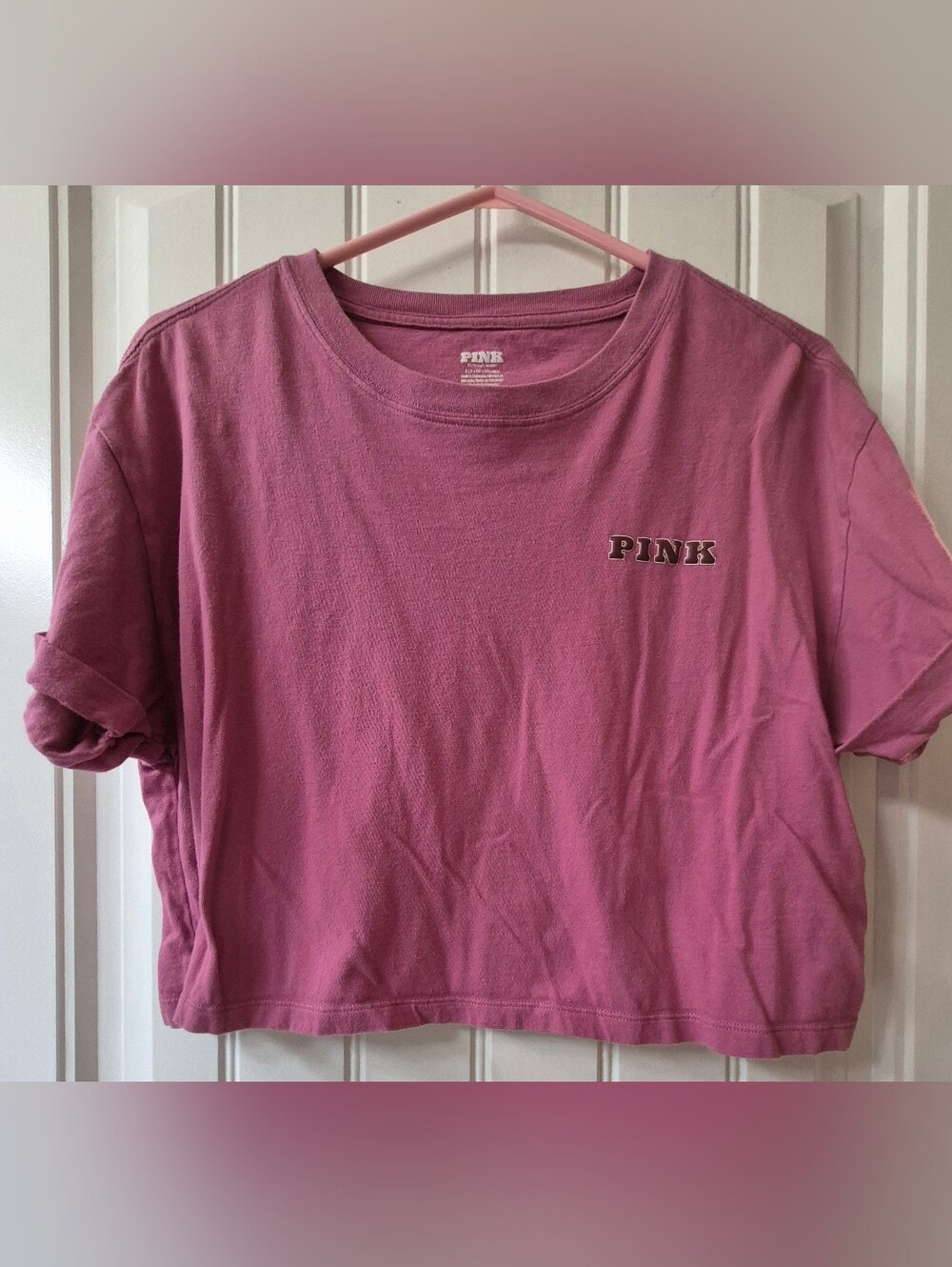 Womens Victoria Secret Pink Cropped T Shirt Sz Small